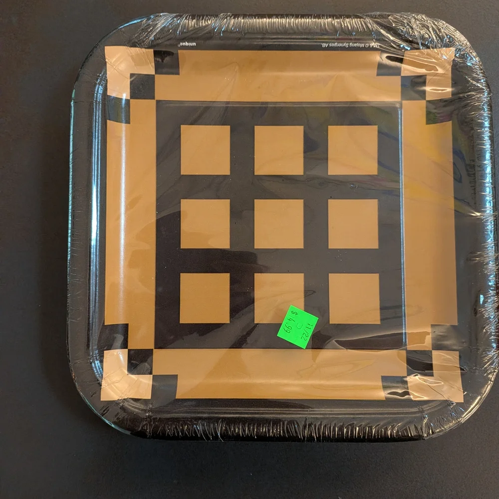 Gold and Black Square Patterned Plate